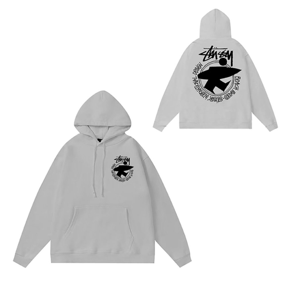 Stussy Hoodie In Light Grey Seal Skateboard